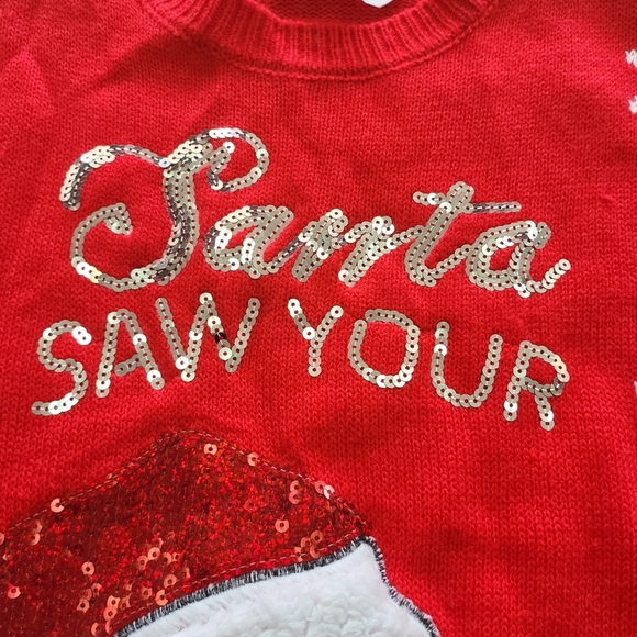 NWT Juniors S(3-5) Ugly Christmas Sweater "Santa Saw Your Insta Pics" Instagram - Picture 3 of 9
